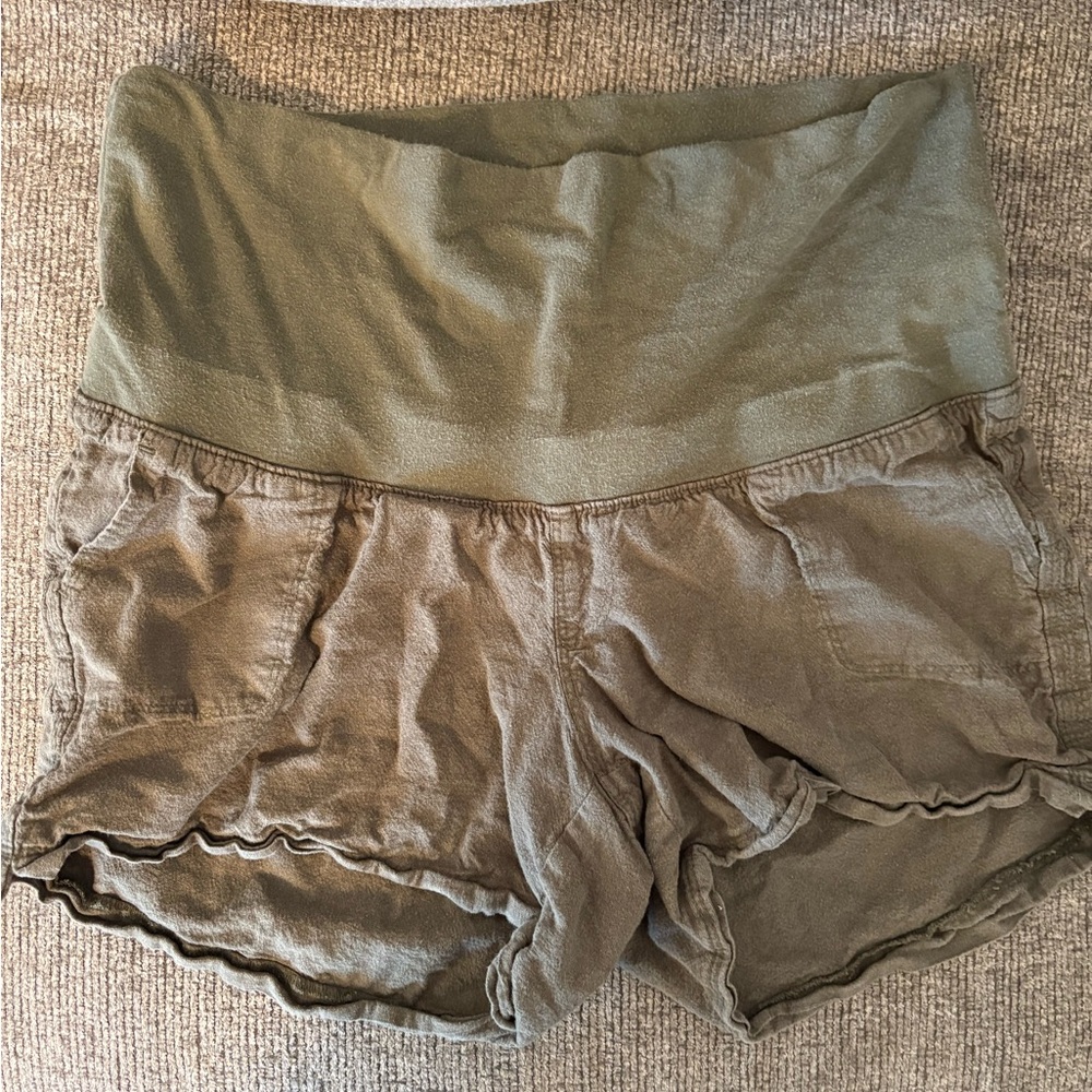 Olive Green Casual soft belly band maternity Shorts